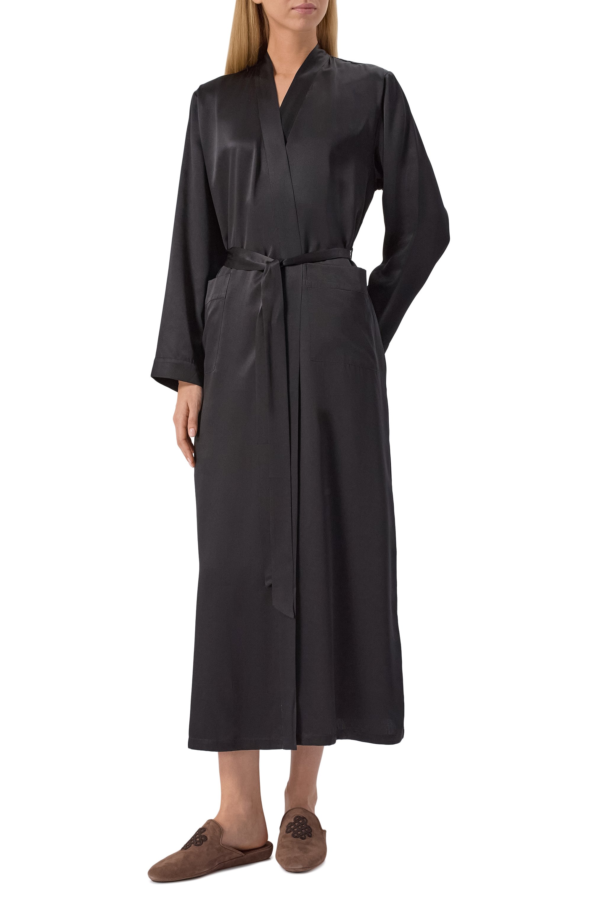 Шелковый халат EVA B.BITZER черного цвета по цене 66960 руб., арт. 27319873, фото 2 Шелковый халат EVA B.BITZER, арт. 27319873, фото 2