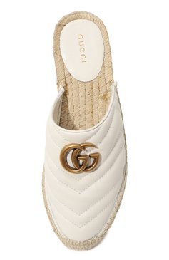 Женские кожаные сабо GUCCI белого цвета, арт. 551881 BKO00 | Фото 4 (Подошва: Платформа; Каблук высота: Низкий; Материал сплава: Проставлено; Драгоценные камни: Проставлено)