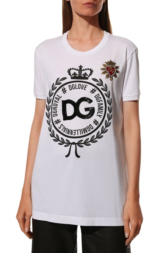 Хлопковая футболка Dolce & Gabbana F8K74Z/G7QXG/0UTLET AW22-23 Белый  F8K74Z/G7QXG/0UTLET AW22-23 Фото 3