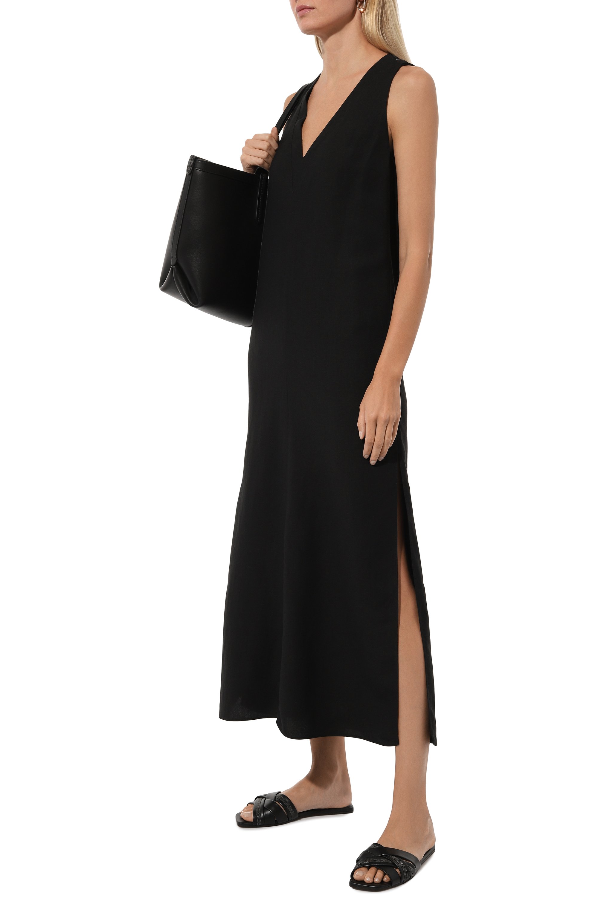 Платье из вискозы и льна BRUNELLO CUCINELLI, арт. MH126A4812, фото 2