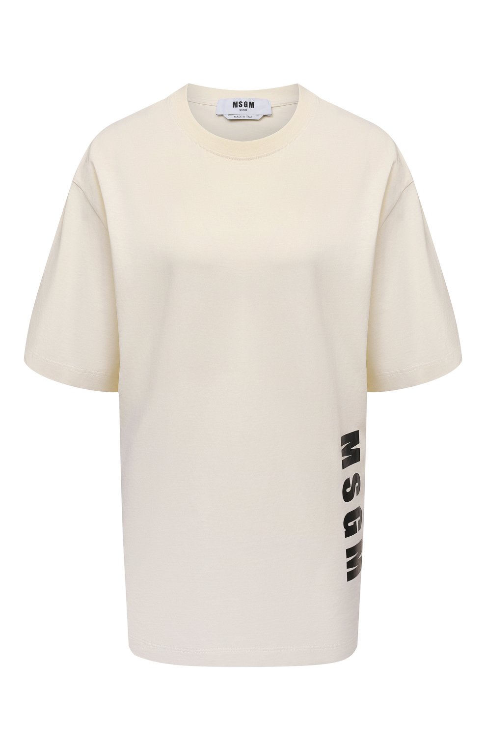 Хлопковая футболка MSGM кремового цвета по цене 12650 руб., арт. 3241MDM186 227298, фото 1 Хлопковая футболка MSGM, арт. 3241MDM186 227298, фото 1