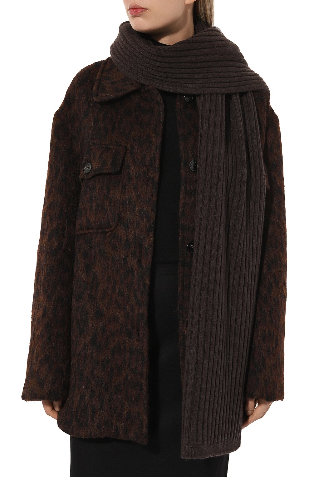 Кашемировый шарф ALLUDE темно-коричневого цвета по цене 49950 руб., арт. 235/11431, фото 3 Кашемировый шарф ALLUDE, арт. 235/11431, фото 3