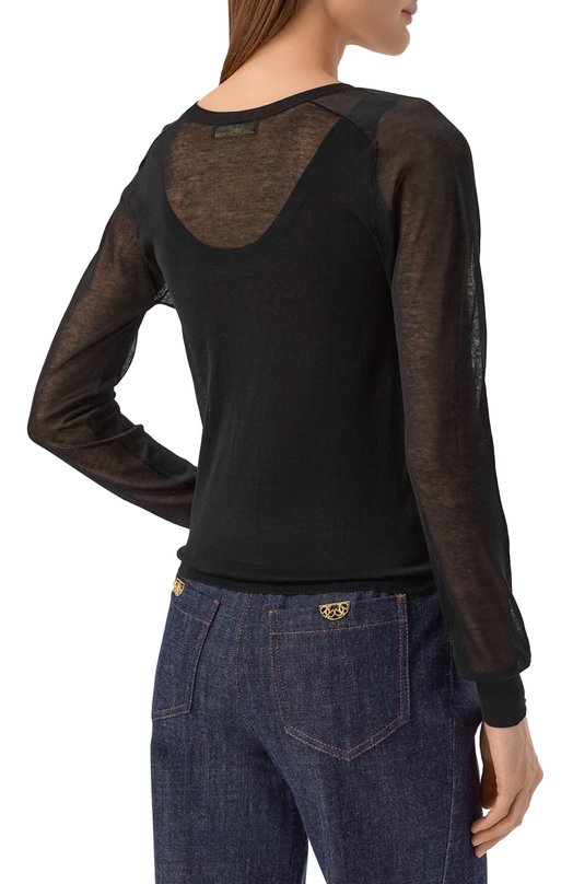 Хлопковый пуловер Elie Saab T0268/CK017 Чёрный  T0268/CK017 Фото 4