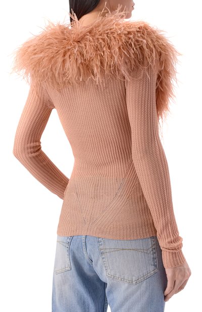 Кардиган с отделкой перьями страуса BLUMARINE, арт. 2M659A, фото 4