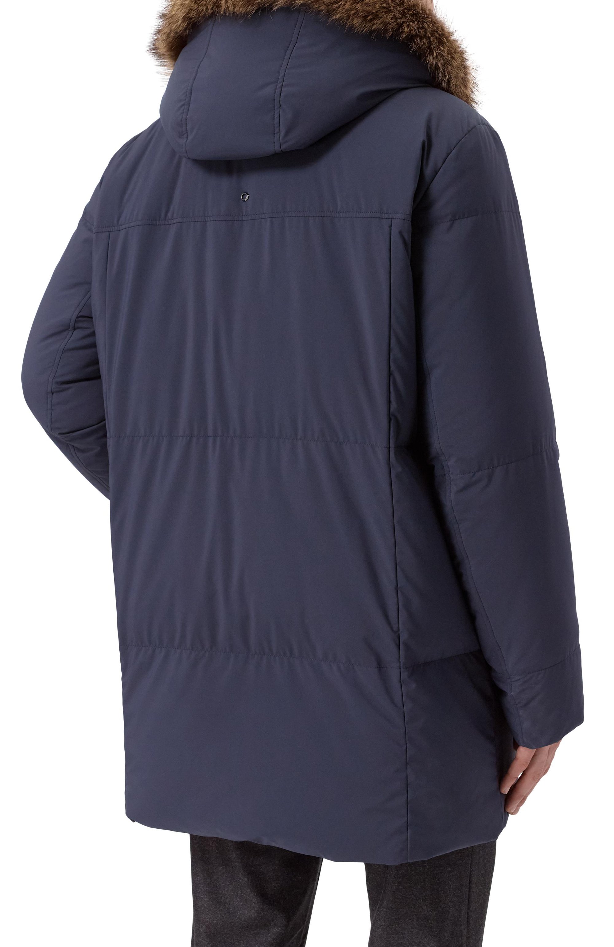 Пуховик с отделкой из енота STEFANO RICCI темно-синего цвета по цене 969000 руб., арт. M7J5300433/PL001H/64, фото 4 Пуховик с отделкой из енота STEFANO RICCI, арт. M7J5300433/PL001H/64, фото 4