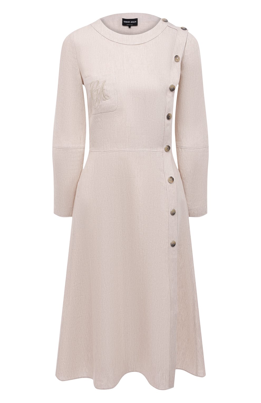 Льняное платье GIORGIO ARMANI бежевого цвета по цене 282500 руб., арт. 1SHVA088/T02A6, фото 1 Льняное платье GIORGIO ARMANI, арт. 1SHVA088/T02A6, фото 1