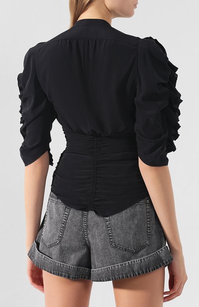 Шелковый топ ISABEL MARANT черного цвета по цене 47950 руб., арт. HT1304-19P042I/AND0RA, фото 4 Шелковый топ ISABEL MARANT, арт. HT1304-19P042I/AND0RA, фото 4