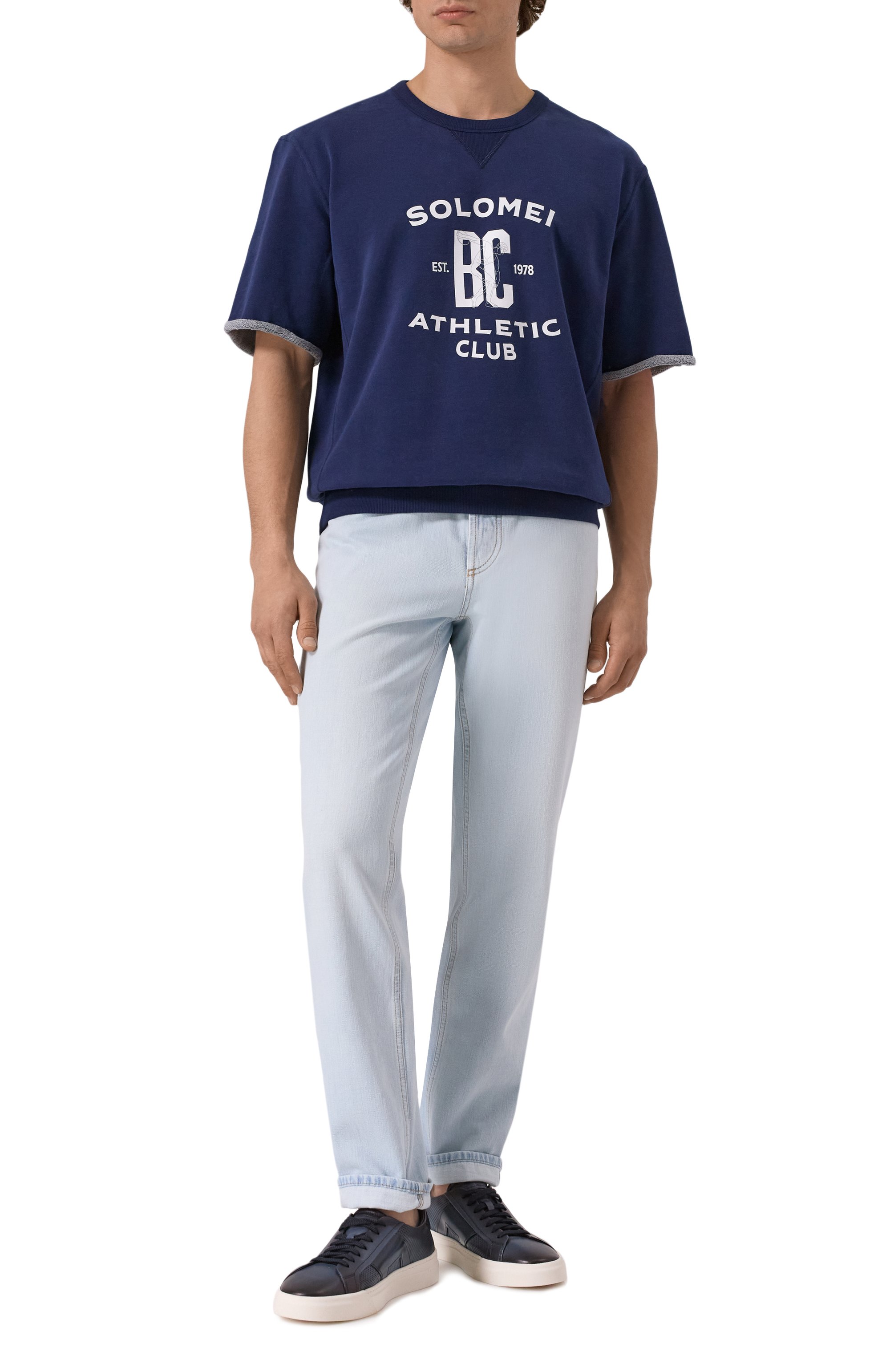 Хлопковый свитшот BRUNELLO CUCINELLI темно-синего цвета по цене 88800 руб., арт. MN05N3378G, фото 2 Хлопковый свитшот BRUNELLO CUCINELLI, арт. MN05N3378G, фото 2