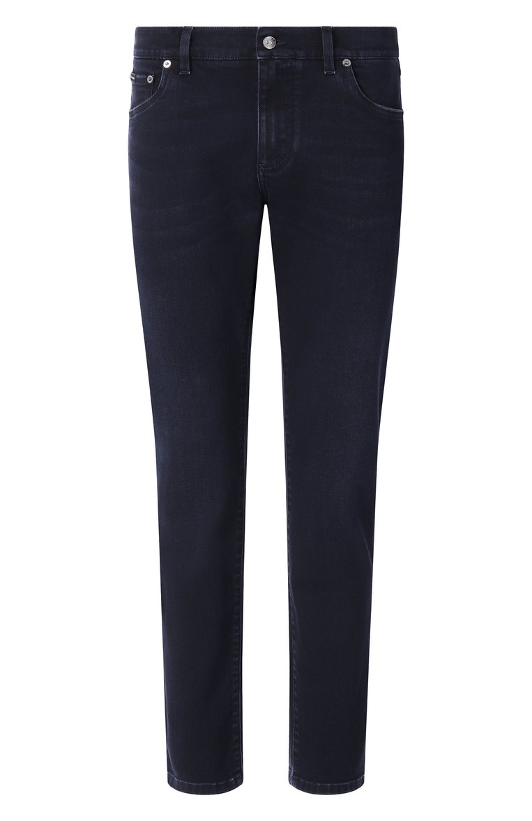 Мужские джинсы slim DOLCE & GABBANA темно-синего цвета, арт. GY07CD/G8MF2 | Фото 1 (Длина (брюки, джинсы): Стандартные; Материал внешний: Хлопок, Деним; Силуэт М (брюки): Прямые; Кросс-КТ: Деним; Детали: Делаве; Стили: Кэжуэл, Классический; Автоматизация ТО: Проставлено; Автоматизация состава: Проставлено)