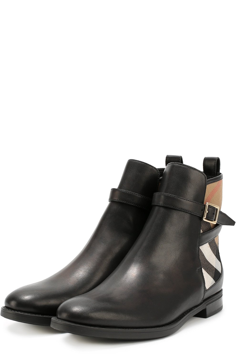 Кожаные челси с вставкой в клетку house check BURBERRY, арт. 3905881, фото 2