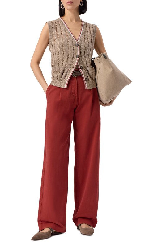 Льняной жилет Brunello Cucinelli MC0559426 Бежевый  MC0559426 Фото 2