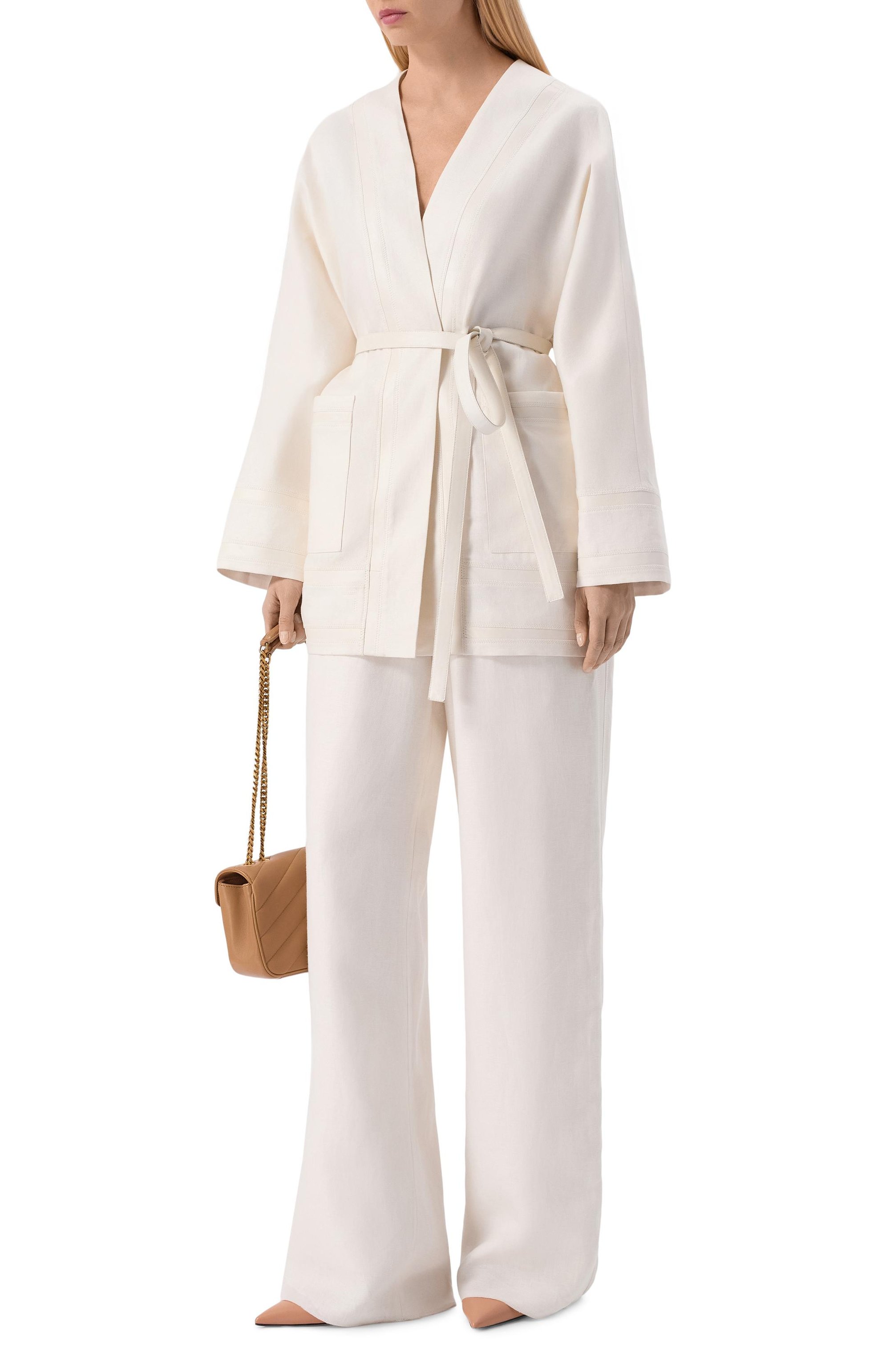 Льняное кимоно MVST белого цвета по цене 199500 руб., арт. M26.2PW.J900/T30, фото 2 Льняное кимоно MVST, арт. M26.2PW.J900/T30, фото 2