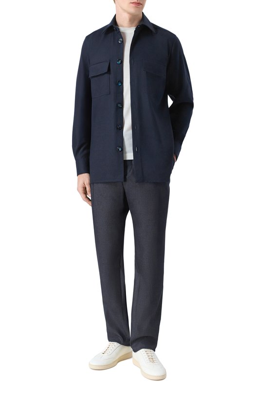 Шерстяная рубашка Kiton UMC016K0124G05 Синий  UMC016K0124G05 Фото 2