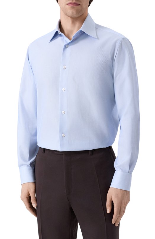 Хлопковая сорочка Brioni RCB40L/0D04V Голубой  RCB40L/0D04V Фото 3