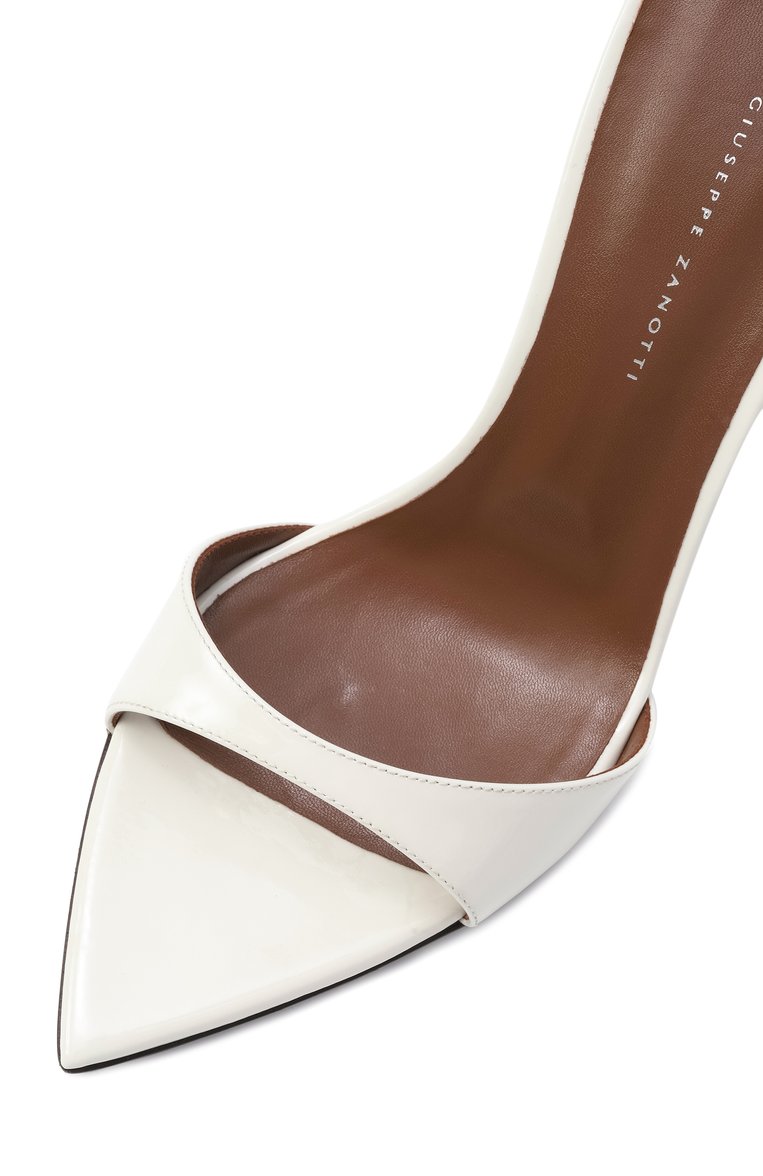 Женские кожаные босоножки intriigo strap 105 GIUSEPPE ZANOTTI DESIGN белого цвета, арт. I400005 | Фото 7 (Подошва: Плоская; Материал внешний: Натуральная кожа; Материал внутренний: Натуральная кожа; Каблук высота: Высокий; Каблук тип: Шпилька; Автоматизация ТО: Проставлено; Автоматизация состава: Проставлено)