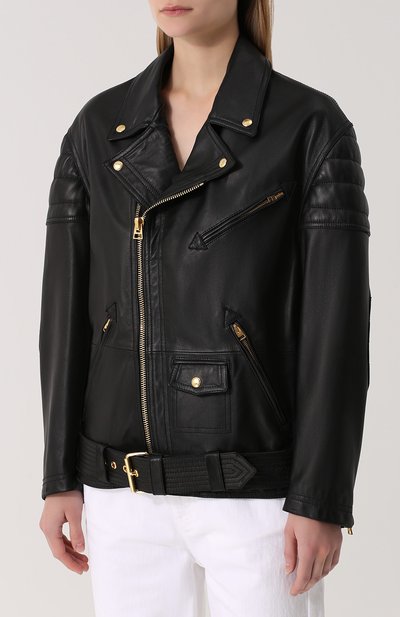 Кожаная куртка свободного кроя с косой молнией TOM FORD, арт. GIL346/LEX145, фото 4
