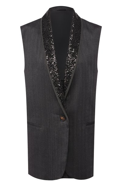 Женский жилет из смеси хлопка и льна BRUNELLO CUCINELLI, арт. MF5788171