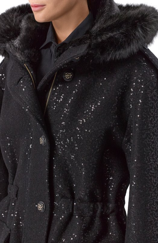 Парка с отделкой пайетками Elie Saab J0200NF25/PA012 Чёрный  J0200NF25/PA012 Фото 5