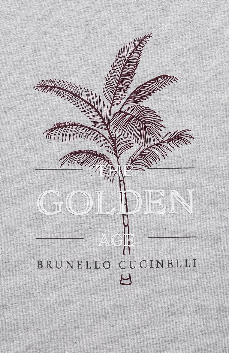 Детская хлопковая футболка BRUNELLO CUCINELLI серого цвета, арт. B0B13T149A | Фото 3 (Материал внешний: Хлопок; Рукава: Короткие; Мальчики Кросс-КТ: Футболка-одежда; Автоматизация ТО: Проставлено; Автоматизация состава: Проставлено)