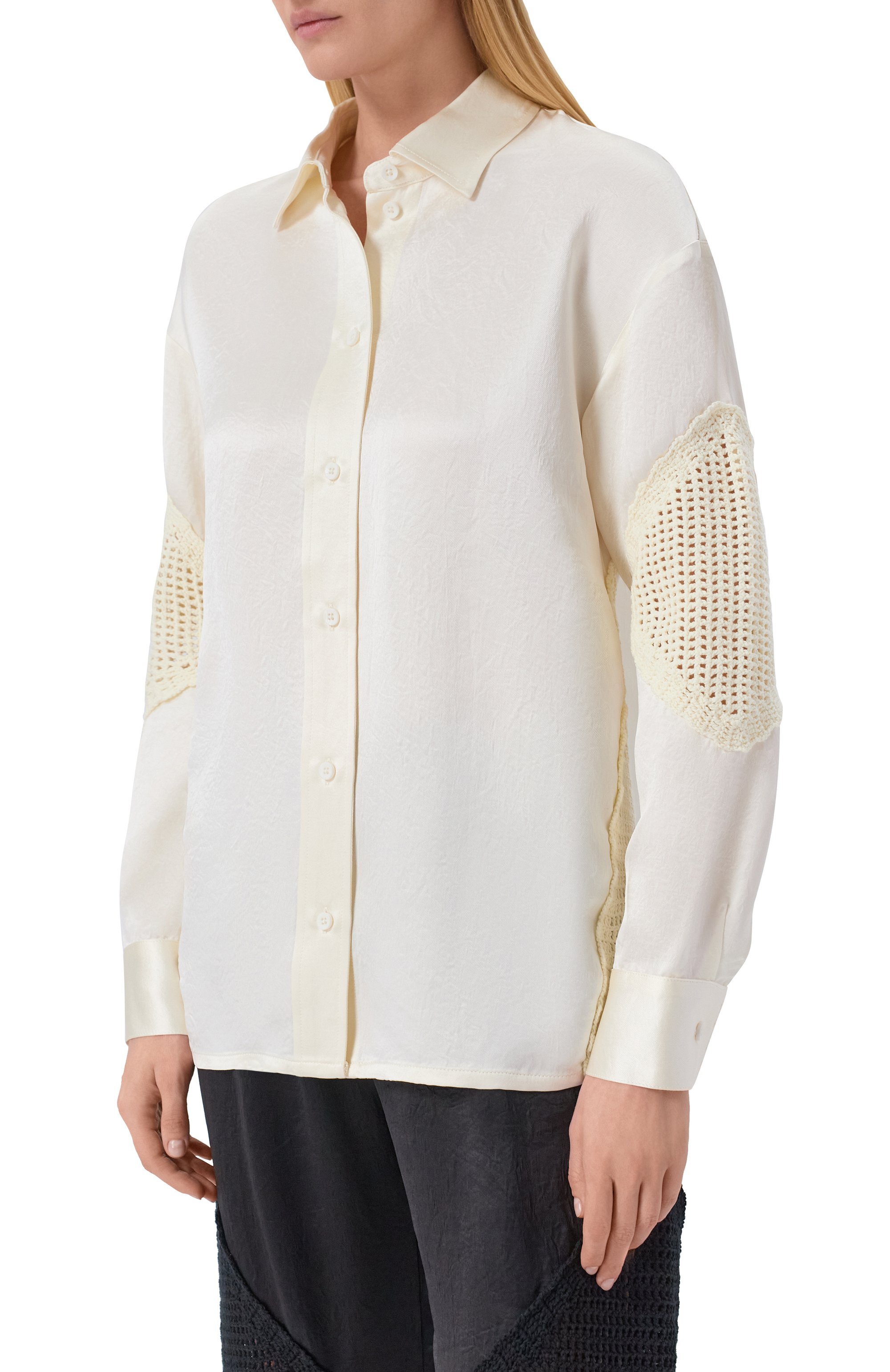 Рубашка YUZEFI, арт. LUMI-ACETATE CR0CHET SHIRT/SATEEN, фото 3