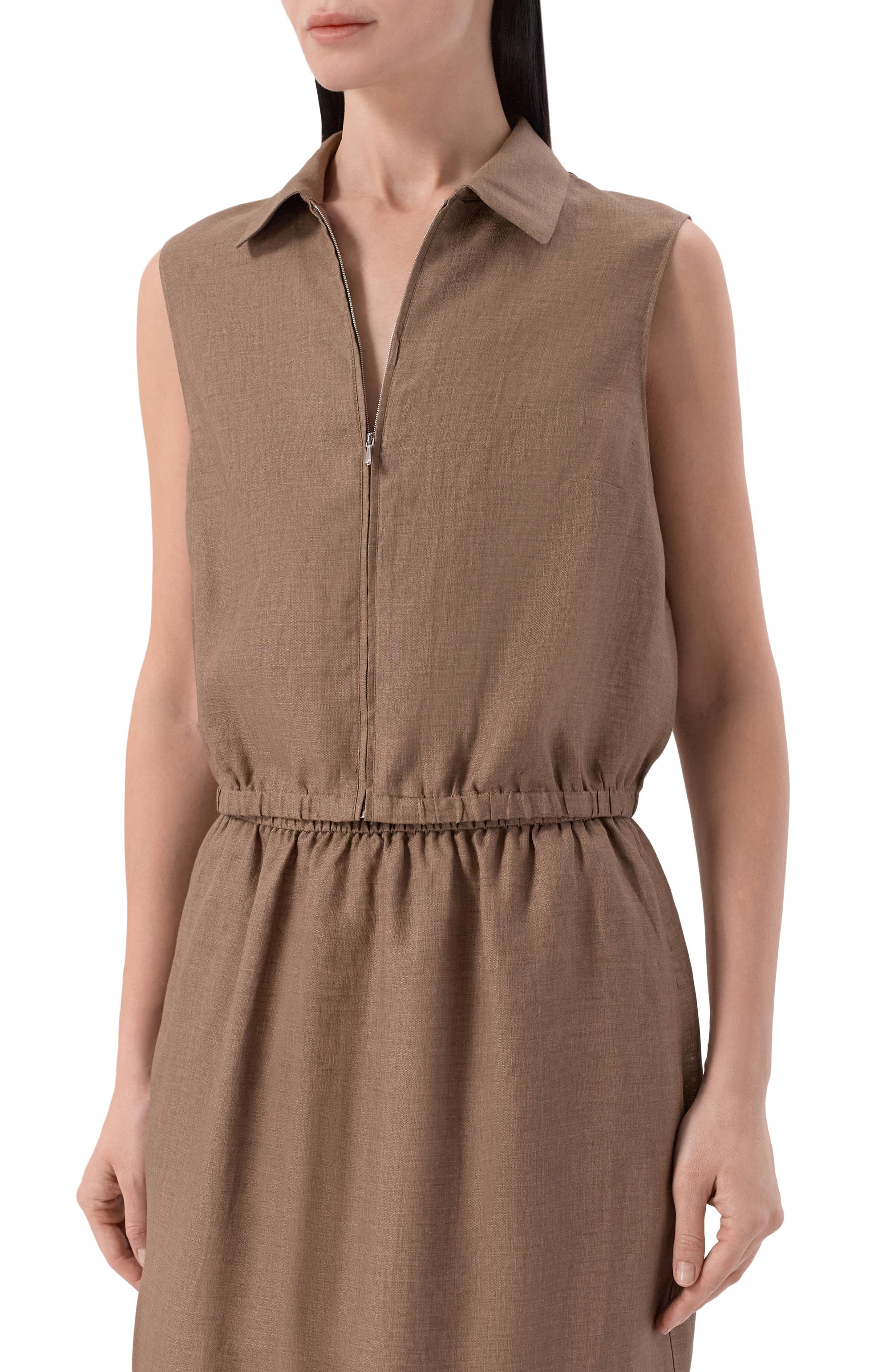 Льняной топ 12 STOREEZ коричневого цвета по цене 13000 руб., арт. 137461, фото 3 Льняной топ 12 STOREEZ, арт. 137461, фото 3