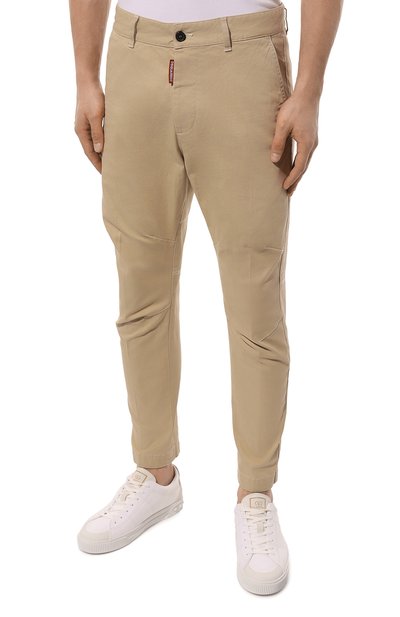 Хлопковые брюки DSQUARED2 бежевого цвета по цене 56650 руб., арт. S74KB0771/S39021, фото 3 Хлопковые брюки DSQUARED2, арт. S74KB0771/S39021, фото 3