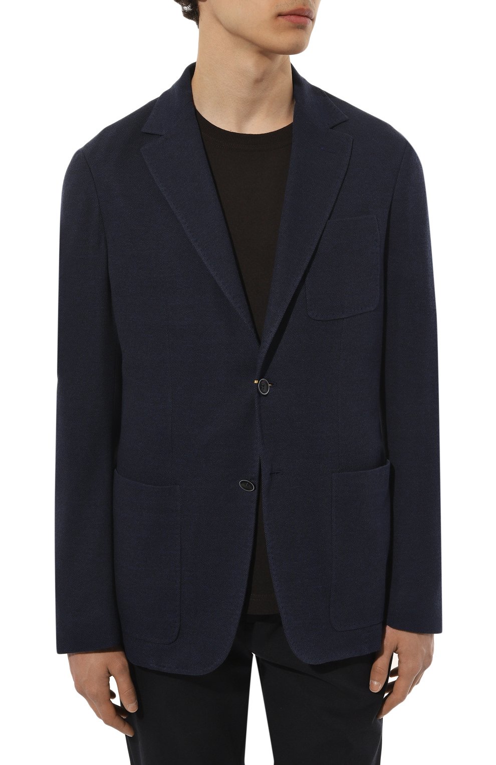 Хлопковый пиджак CANALI темно-синего цвета по цене 99450 руб., арт. J0147/JJ01974, фото 3 Хлопковый пиджак CANALI, арт. J0147/JJ01974, фото 3