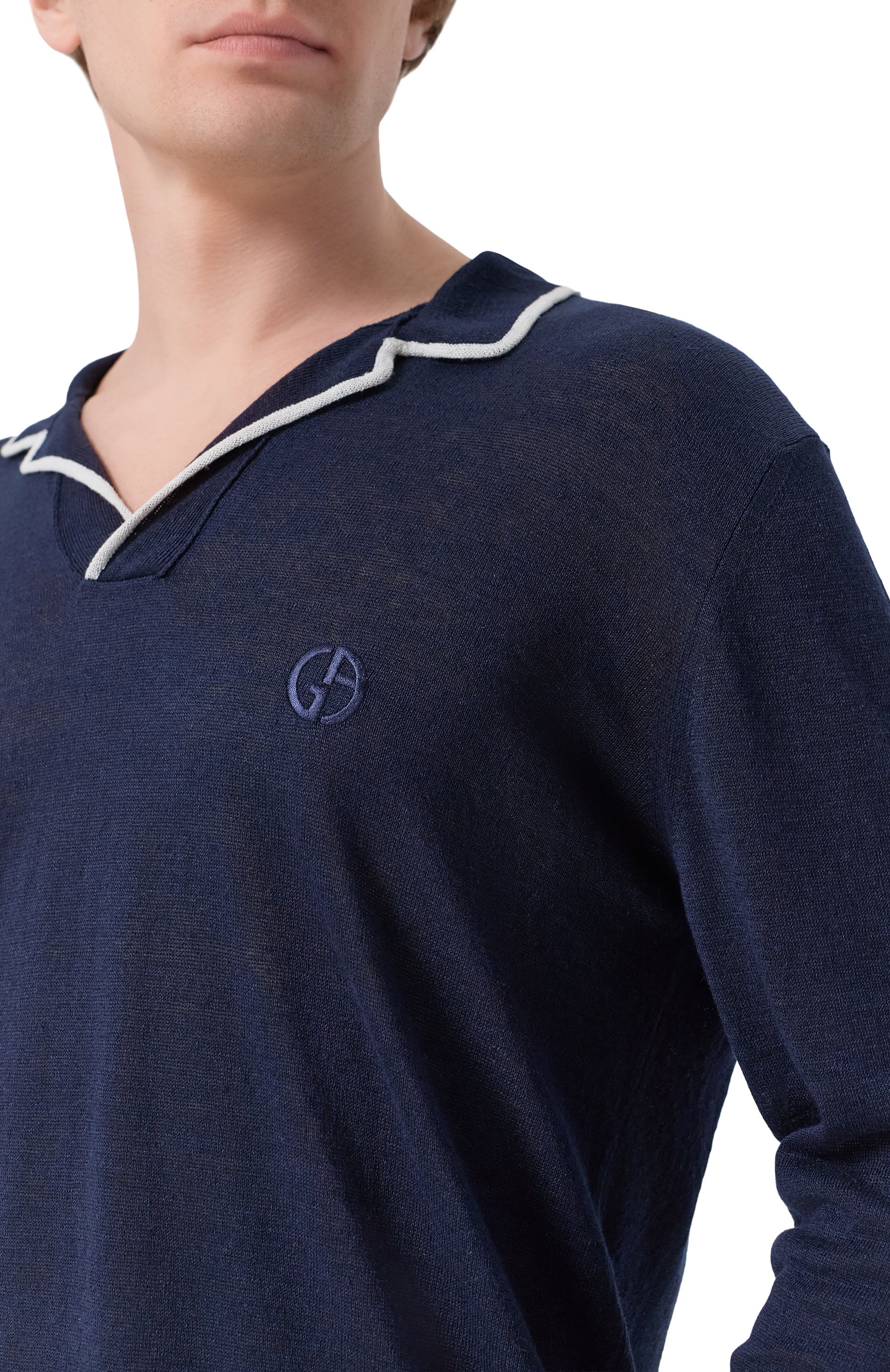 Поло изо льна и шелка GIORGIO ARMANI, арт. GM003140/AF24710, фото 5