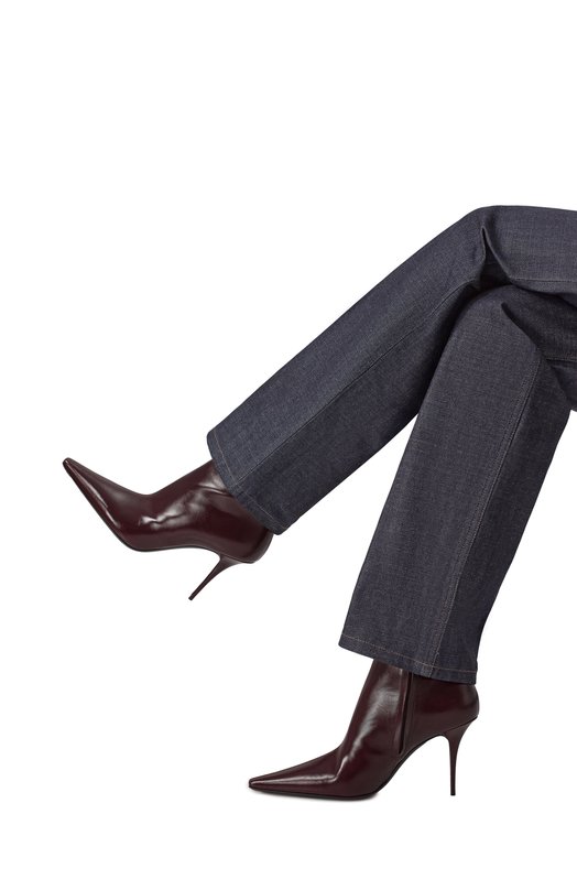 Кожаные ботильоны Ashley 90 Saint Laurent 809284/AAEHF Бордовый  809284/AAEHF Фото 2