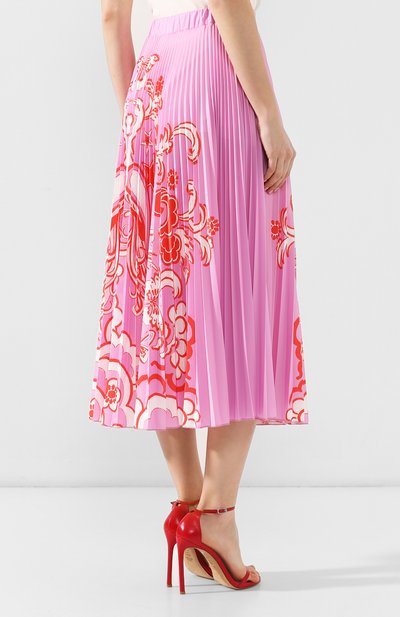 Плиссированная юбка VALENTINO розового цвета по цене 195000 руб., арт. RB0MD00M4LV, фото 4 Плиссированная юбка VALENTINO, арт. RB0MD00M4LV, фото 4