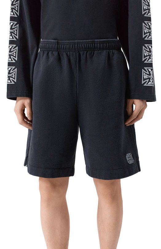 Хлопковые шорты VETEMENTS ME76SS163B/1302 M0LLET0N Чёрный  ME76SS163B/1302 M0LLET0N Фото 3