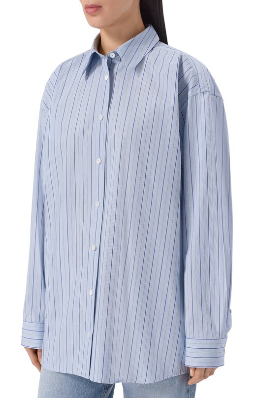 Хлопковая рубашка TOTEME 261-WRT0480-FB0565 Голубой  261-WRT0480-FB0565 Фото 3