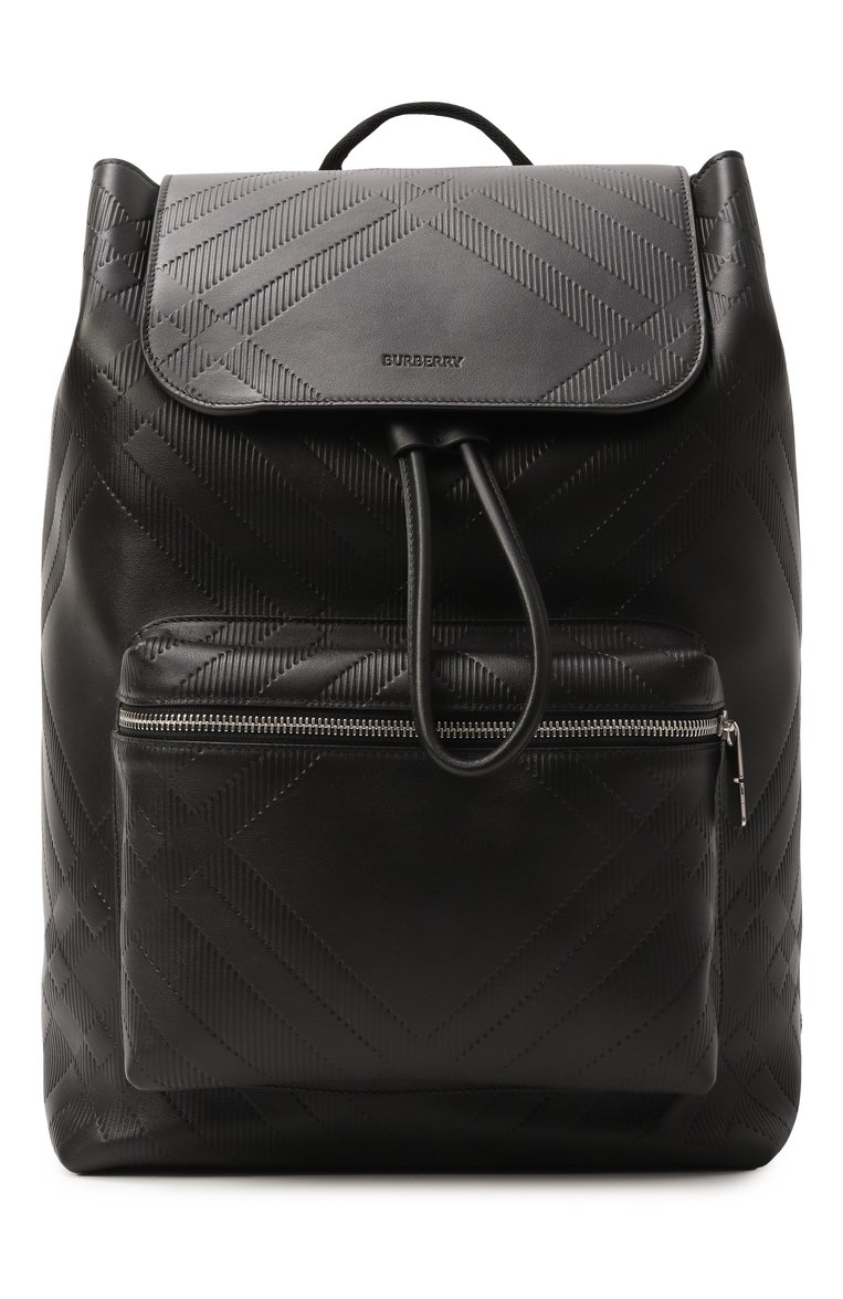 Мужской рюкзак BURBERRY черного цвета, арт. 8101918 | Фото 1 (Размер: large; Ремень/цепочка: На ремешке; Материал: Натуральная кожа; Стили: Классический; Сумки-технические: Рюкзаки - бол�ьшие)