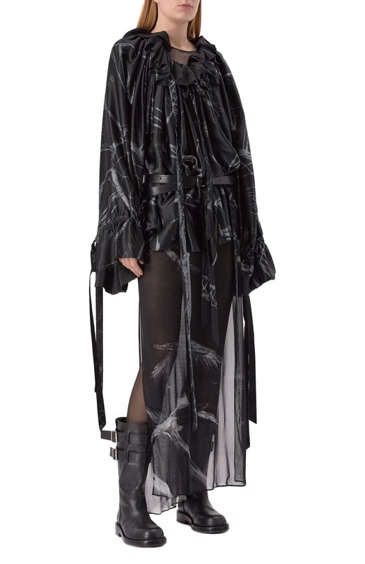 Атласное платье Ann Demeulemeester B0013619/FA699 Чёрный  B0013619/FA699 Фото 2