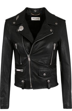 Укороченная кожаная куртка с косой молнией SAINT LAURENT, арт. 506798/YC2IF, фото 1