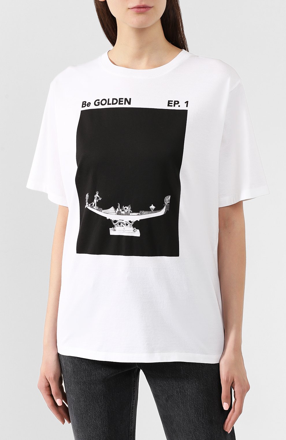Хлопковая футболка GOLDEN GOOSE DELUXE BRAND белого цвета по цене 14550 руб., арт. G34WP026.F1, фото 3 Хлопковая футболка GOLDEN GOOSE DELUXE BRAND, арт. G34WP026.F1, фото 3