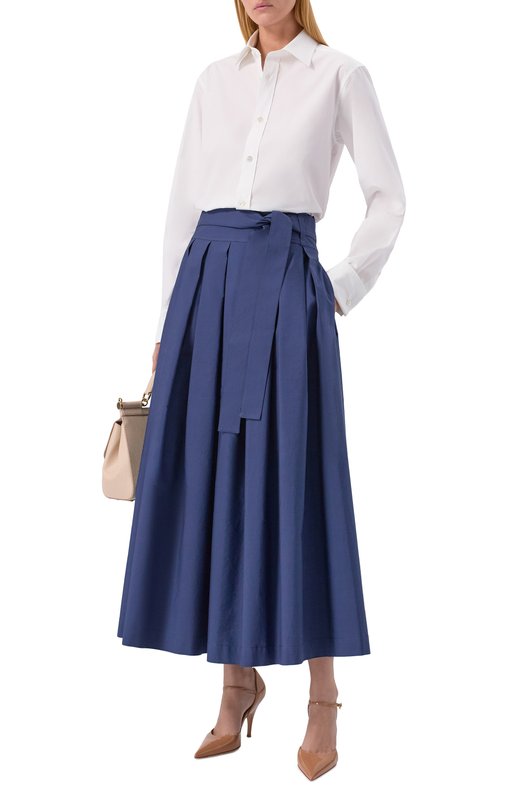 Хлопковая юбка Weekend Max Mara AGIATE Синий  AGIATE Фото 2