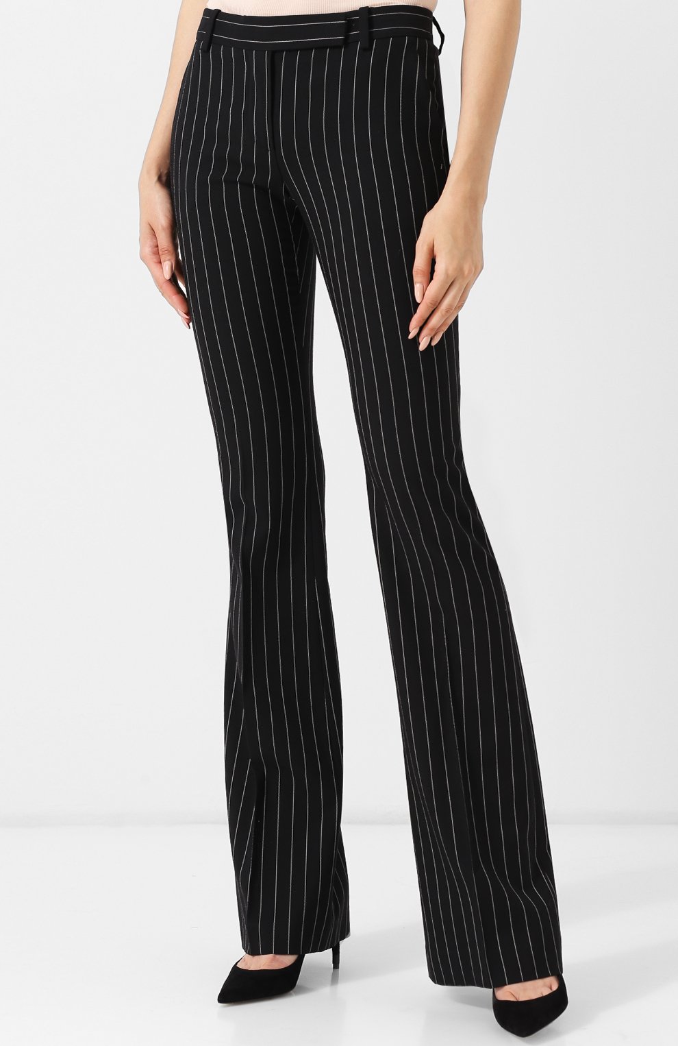 Расклешенные шерстяные брюки в полоску ALEXANDER MCQUEEN, арт. 530060/QLJ05, фото 3
