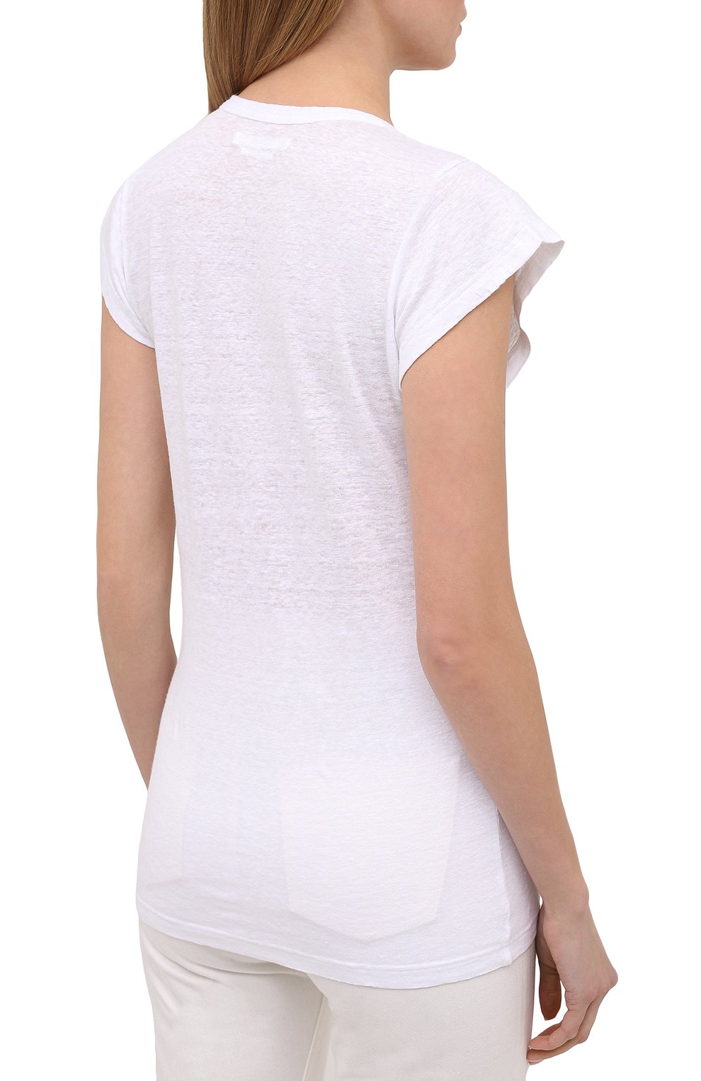 Льняная футболка ISABEL MARANT ETOILE белого цвета по цене 16150 руб., арт. TS0694-00M004E/ZANK0U, фото 4 Льняная футболка ISABEL MARANT ETOILE, арт. TS0694-00M004E/ZANK0U, фото 4