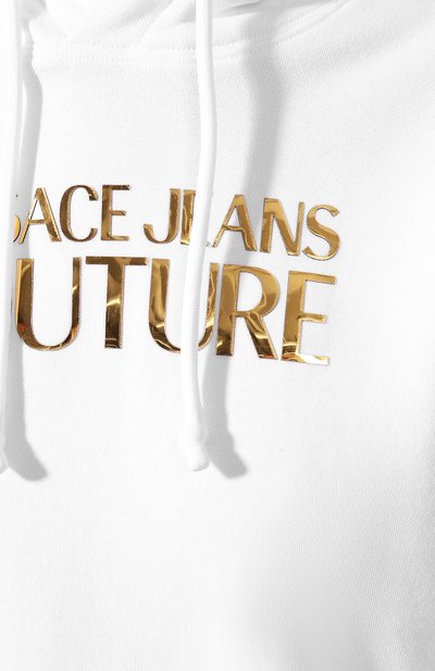 Хлопковое худи VERSACE JEANS COUTURE белого цвета по цене 19950 руб., арт. B6HVA70E-VDP308 L0G0 F0IL/30310, фото 5 Хлопковое худи VERSACE JEANS COUTURE, арт. B6HVA70E-VDP308 L0G0 F0IL/30310, фото 5