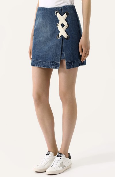Джинсовая мини-юбка с потертостями и шнуровкой 3X1, арт. WSME10866/DITA S, фото 3
