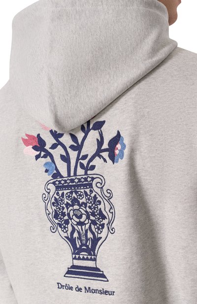 Хлопковое худи DROLE DE MONSIEUR серого цвета по цене 32800 руб., арт. E-H0171-C0127-GY, фото 5 Хлопковое худи DROLE DE MONSIEUR, арт. E-H0171-C0127-GY, фото 5