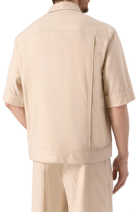 Рубашка из хлопка и шелка MVST 25E/X1P/0/G041/0207 Бежевый  25E/X1P/0/G041/0207 Фото 4