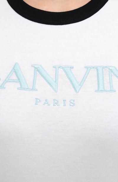 Хлопковая футболка LANVIN белого цвета по цене 24000 руб., арт. RW-T0688J-JR40-H20, фото 5 Хлопковая футболка LANVIN, арт. RW-T0688J-JR40-H20, фото 5