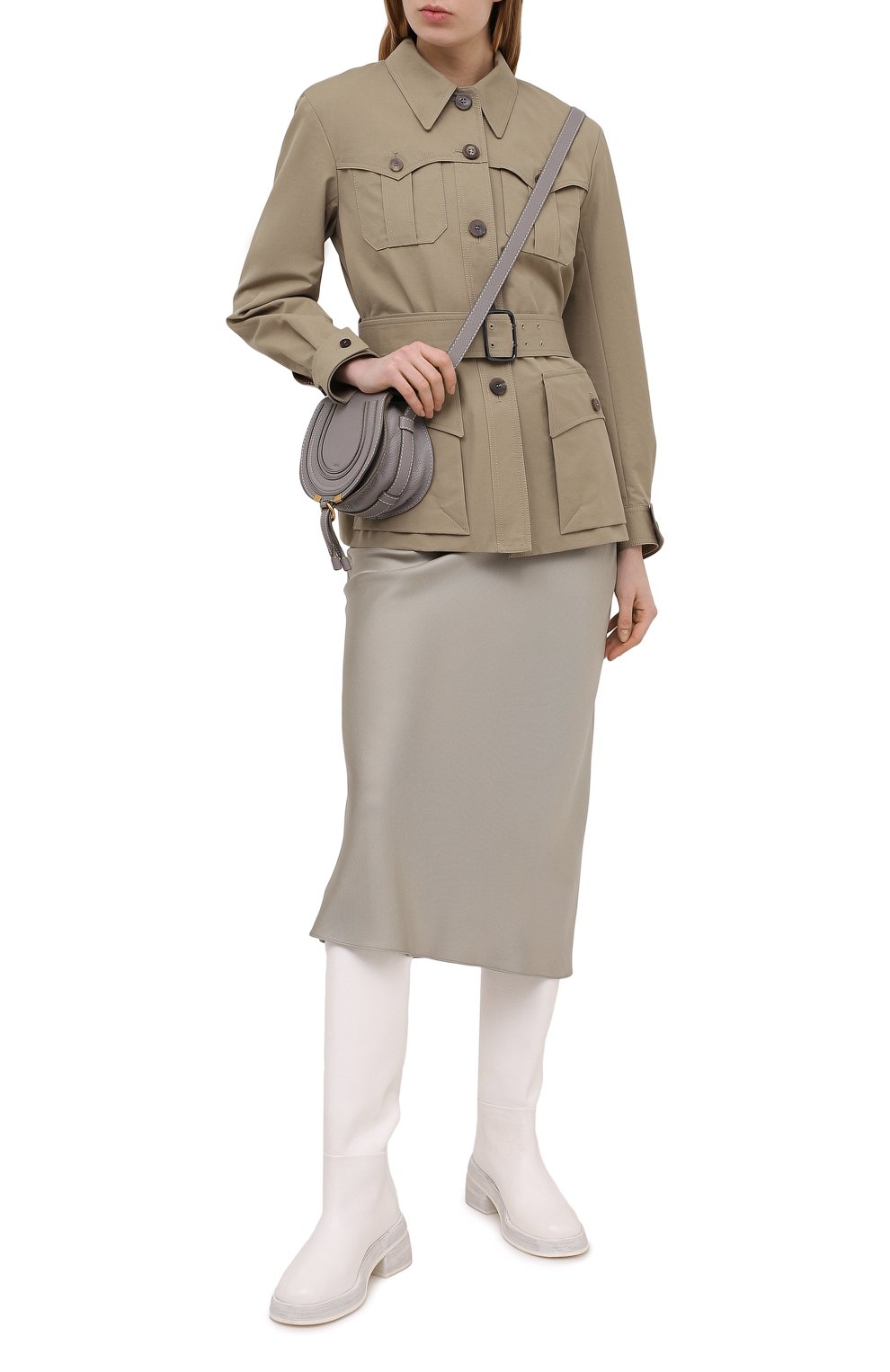 Хлопковая куртка CHLOÉ зеленого цвета по цене 217000 руб., арт. CHC21SVE04047, фото 2 Хлопковая куртка CHLOÉ, арт. CHC21SVE04047, фото 2