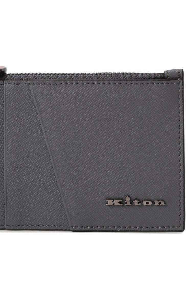 Мужской кожаный футляр для кредитных карт KITON серого цвета, арт. UPEA009N0122807 | Фото 4 (Нос: Не проставлено; Материал: Натуральная кожа)