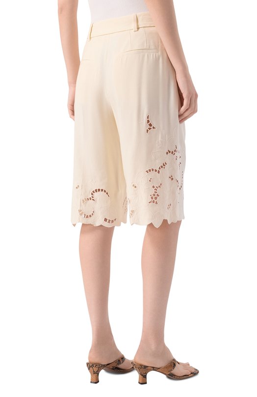 Шорты из вискозы и льна Erika Cavallini P6SL11 Кремовый  P6SL11 Фото 4