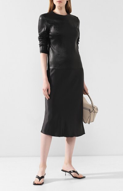 Кожаный топ HELMUT LANG черного цвета по цене 92650 руб., арт. J05HW501, фото 2 Кожаный топ HELMUT LANG, арт. J05HW501, фото 2