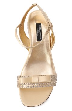 Детские текстильные босоножки DOLCE & GABBANA золотого цвета, арт. D11305/A4772/37-39 | Фото 4 (Материал сплава: Проставлено; Нос: Не проставлено; Материал внутренний: Натуральная кожа; Материал внешний: Текстиль)