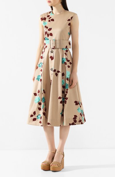 Хлопковое платье MSGM бежевого цвета по цене 73550 руб., арт. 2841MDA162 207172, фото 3 Хлопковое платье MSGM, арт. 2841MDA162 207172, фото 3